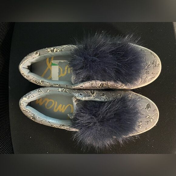 Sam Edelman Laya Blue Platform Pom Pom Floral Sneakers Size 8 - Picture 5 of 7